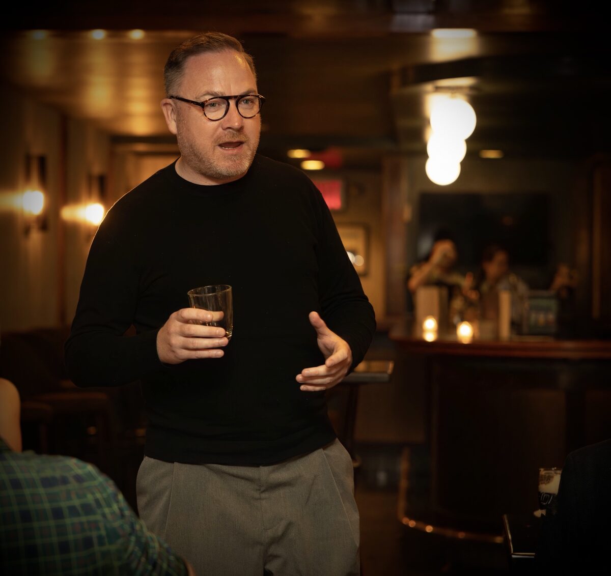 Barry Chandler sharing a glass of Irish whiskey